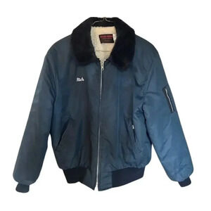 Vintage 70s Wear Guard Golden Fleece Outerwear Fur Collar Bomber Jacket, Large